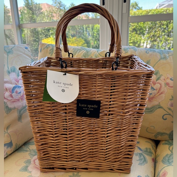 Kate Spade x Target Adult Woven Bicycle Basket Natural NWT - Picture 3 of 12